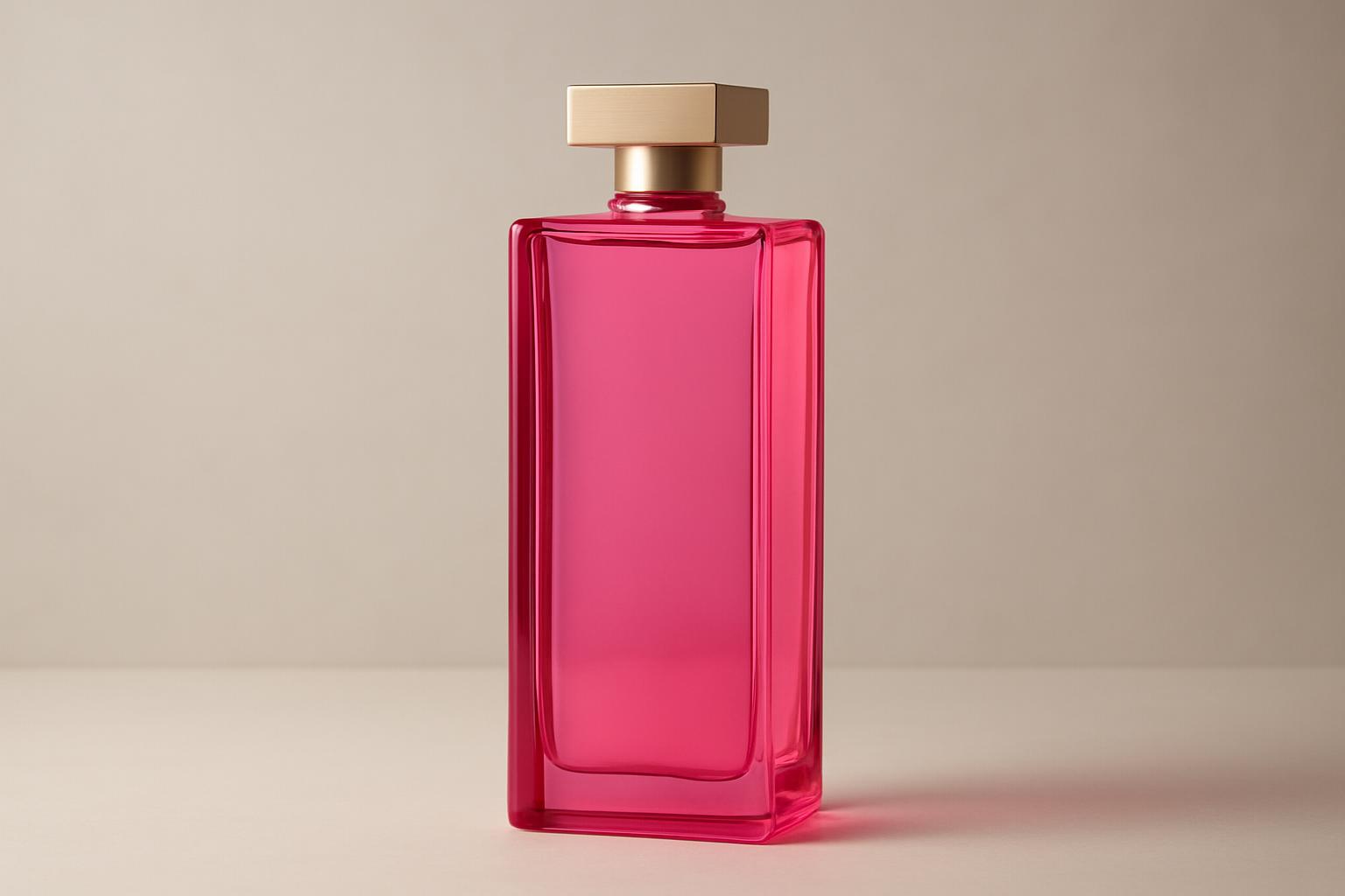 big, tall bottle resembling a men's cologne bottle, very tall, vibrant pink color